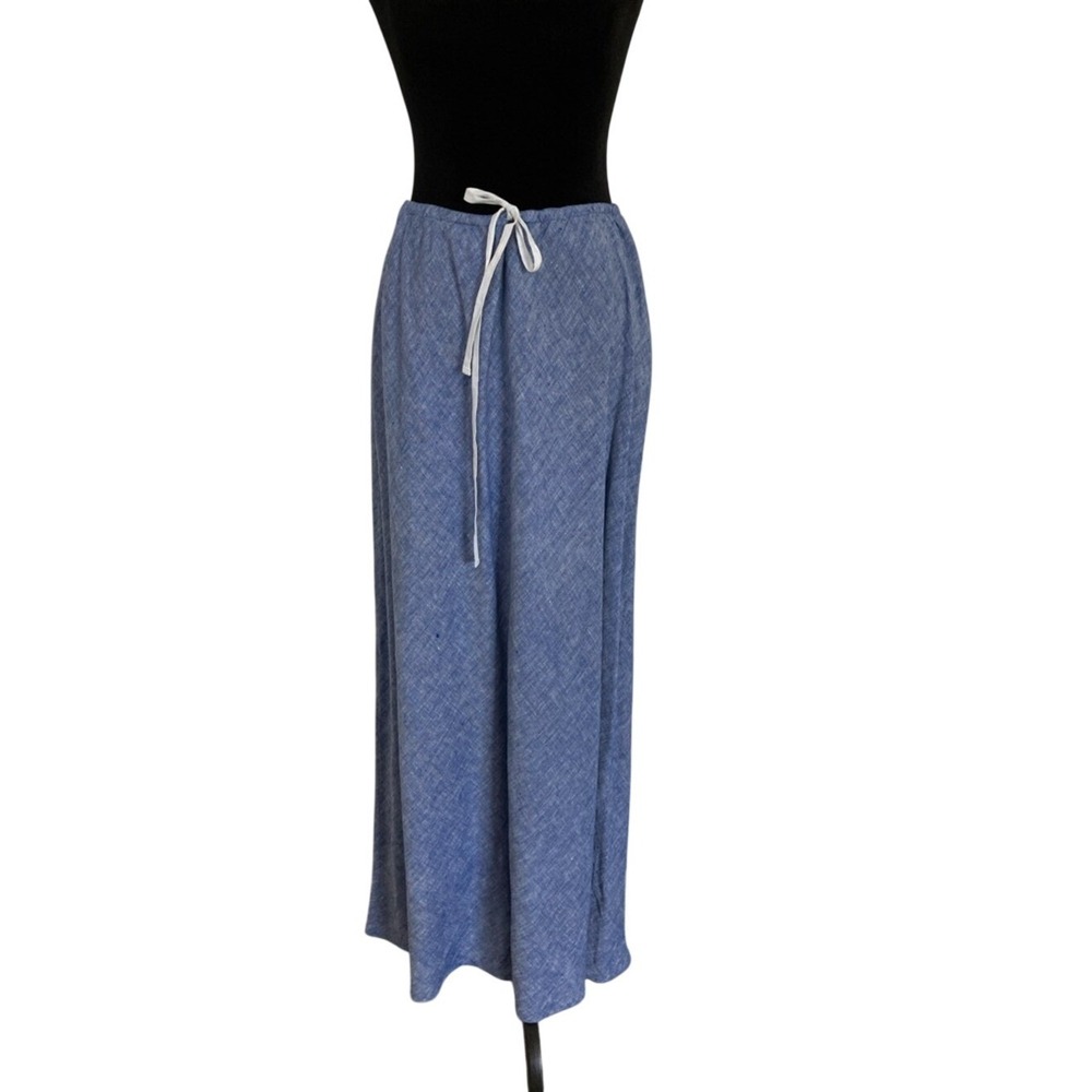 Karen Kane Womens Heathered Blue Linen Maxi‎ Skirt Size Large Pull On Coastal